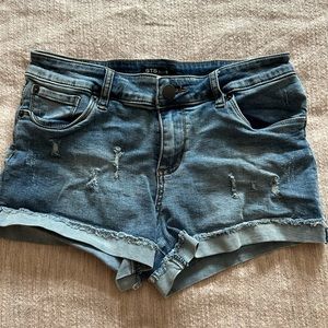 Cuffed Jean Shorts with Stretch